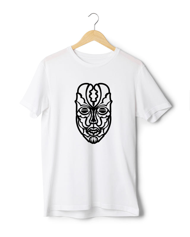 MAORI PATTERN FACE T-SHIRT - ORGANIC