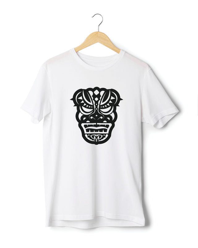 MAORI PATTERN FACE T-SHIRT - ORGANIC
