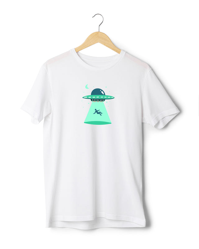 ALIEN SHIP SUCKING HUMAN T-SHIRT - ORGANIC